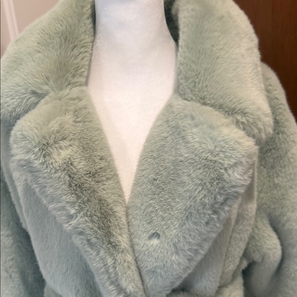 Women's Plush Mint Green Coat - Picture 7 of 9